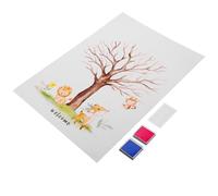 GALPADA Libro de Visitas para Fiesta Revelación de Género Cartel y 2 Tintas Azul y Rosa, Decoración Creativa para Shower, Árbol de Huellas Dactilares y Pegatinas, Suministros