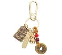 GALPADA Llavero chino Feng Shui de latón con monedas Feng Shui, estatua de Buda, amuleto de la suerte, colgante de mochila para riqueza, suerte, salud, longevidad, Imagen 1., 8.00X3.00X2.00CM,