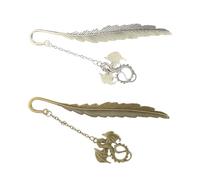 GALPADA Marcadores de Libros Creativos de Aleación de Zinc Diseño de Pluma Luminosa, 2 Piezas Finas y Decorativas para Páginas de Libros y Regalos