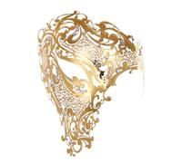 GALPADA Máscara Veneciana de Metal Dorado para Halloween y Fiestas de Mascarada, Diseño Hueco Elegante y Resistente al Desgaste Incrustaciones de Gemas