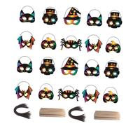 GALPADA Máscaras de Halloween para Rascar 28 Piezas DIY de Papel Multicolor, Juego Creativo para Fiesta y Manualidades Infantiles