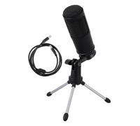 GALPADA Micrófono de Condensador USB Negro para PC y Streaming, Cardioide | 192khz/24bit, =80db, Aleación de Zinc, 1 Set Cable y Trípode, Soporte y Control