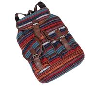 GALPADA Mochila Bohemia para Mujer de Gran Capacidad Diseño de Cordón, Estilo Étnico Vintage de Lona y Forma de Bolso Cubo para Viaje y Uso Diario
