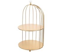 GALPADA Organizador De Maquillaje Multifuncional Diseño De Jaula De Pájaros Soporte Para Cosméticos Perfumes y Postres Estante Decorativo Doble Color Dorado Para Hogar y