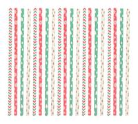 GALPADA Pajitas para Fiestas Navideñas de Papel Kraft 200 Piezas, Diseño Clásico de Navidad para Bebidas en Picnics y Fiestas de Verano