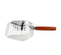 GALPADA Pala para Arena para Gatos de Metal 304 Inoxidable Mango de Madera Ergonómico Recogedor de Excrementos Cedazo Fino para Limpieza Rápida y Uso Doméstico