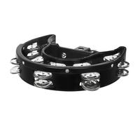 GALPADA Pandereta de Mano Negra Doble Línea de Cascabeles de Metal y Abs, Sonido Claro para Adultos en Ocasiones Obsequios y Día del Niño