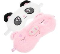 GALPADA para Dormir de Peluche 2 Piezas Dibujos Animados de Animales Antifaz Portátil Rosa Cerdito y Panda Corazón Ocular a Prueba de Luz para Viaje y Descanso
