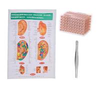 GALPADA Parches de Acupresión Auricular Desechables 1200 Unidades con Pinzas y Guía de Puntos Auriculares Kit de Masaje Auricular para Alivio del Estrés y Cuidado del Oído Casa y Oficina
