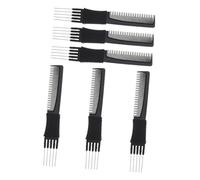 GALPADA Peines de Peluquería Portátiles de Acero de Fibra de Carbono Negro 6 Piezas para Moldear y Mantener el Cabello Liso Profesionales para Hombres y Niños