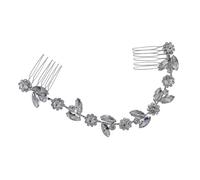 GALPADA Peineta De Girasol Pedrería y Cadena Accesorios Plateados Cabello De Mujer Para Bodas y Uso Diario Adorno Gemas De Imitación