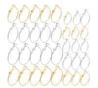 GALPADA Pendientes de Aro Grandes Cierre Francés Tipo Camarón 64 Piezas Metálicas en Oro y Blanco K Accesorios para Bisutería DIY Pendientes Colgantes Circulares Semicirculares para