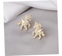 GALPADA Pendientes De Unicornio Con Circonita Chapados Joyería Creativa Para Fiesta y Uso Diario Diseño Único y Cómodo Para Mujeres y Niñas