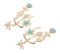 GALPADA Pendientes Estilo Hawaiano para Mujer Colgantes de Palmera y Estrella de Mar Joyas Náuticas de Playa para Fiestas de Verano