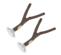 GALPADA Perchas Ventosa para Pájaros 2 Piezas 15 CM Soporte Portátil de Madera Natural para Loros y Cacatúas Baño y Entrenamiento en Ventana o Viajes Ligeras y Fáciles de Transportar