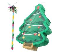 GALPADA Piñata de Papel Forma de Árbol de Navidad 3D para Fiestas Navideñas 2 Piezas Piñata y Bate de Flecos Decoración Festiva y Juego Interactivo para Eventos Familiares
