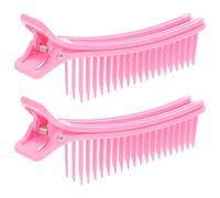 GALPADA Pinzas para Peineta de Plástico Rosa, 2 Unidades, Superficie Lisa y Multilayer para Seccionar el Cabello en Salón Profesional y Uso Doméstico