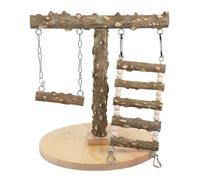 GALPADA Plataforma Sucursal para Cockatiel y Aves Pequeñas, Soporte de Madera Sintética Color Café, Fácil de Instalar, Fomenta el Ejercicio en Casa o Tienda de Mascotas