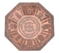 GALPADA Plato Budista de Ofrenda Octogonal Retro con Patrón de Ocho Bienaventuranzas para Fire Offering Decoración Ritual y Meditación Rojo