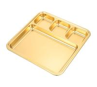 GALPADA Plato Múltiples Compartimentos Dividido de Acero Inoxidable Dorado para Controlar Porciones y Mejorar el Sabor en Barbacoas y Comidas