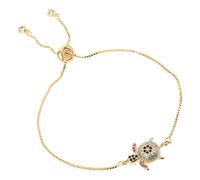 GALPADA Pulsera Ajustable para Mujer con Dije de Tortuga Dorada y Circonitas Cúbicas Cadena Tipo Caja Joyería Temática de Playa y Mar para Obsequio Elegante