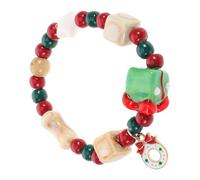 GALPADA Pulsera Navideña de Cuentas Verdes y Rojas Joyas Navideñas Elásticas Pulseras Amistad de Invierno para Disfraces Navideños Accesorios Festivos para Mujeres y Niñas
