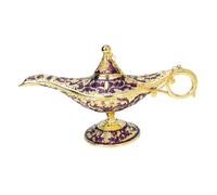GALPADA Quemador de Incienso Aromático de Aleación de Zinc, Adorno Decorativo Morado Tallado, Lámpara de Aladino Creativa para Hogar, Yoga y Dormitorio, Decoración Vintage para Mesa