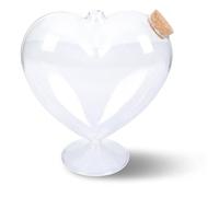 GALPADA Recipiente de Vidrio Transparente en Forma de Corazón 16 Cm Tapa de Madera, Botella Decorativa de Deseos Base Alta para Decoración del Hogar y Manualidades, Frasco Vacío Estrella