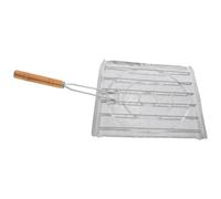 GALPADA Rejilla para Hornear Barbacoa, Parrilla de Alambre con Mango de Madera, Acero Inoxidable, Cuadrada, Plata, Antideslizante y Portátil para Barbacoas al Aire Libre y Tostar Pan