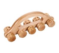 GALPADA Rodillo de Masaje Manual de Madera 10 Ruedas 18X55X7 CM Portátil para Espalda Brazos y Piernas Herramienta de Masaje Corporal para Alivio Muscular y Relajación