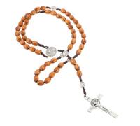 GALPADA Rosario de Madera Clásico para Oración con Crucifijo, Marrón | Cuentas Hechas a Mano, Accesorio Religioso Versátil, Uso en Meditaciones y Eventos Espirituales, para Hombres y Mujeres