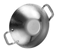 GALPADA Sartén de Cocina de Acero Inoxidable Asa Doble, Herramienta de Cocina para Uso Doméstico y Camping, Sartén Martillada para Estufa y Barbacoa