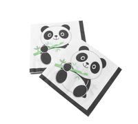 GALPADA Servilletas Desechables Suministros Únicos para Eventos Estampado de Panda 40 Pañuelos Faciales Absorbentes de Pulpa de Madera para Fiestas y Uso Diario