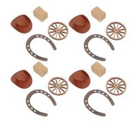 GALPADA Set de Decoración para Fiestas Vaqueras Herraduras , Ruedas 16 Piezas Mini Sombreros de Vaquero y Pacas de Paja para Centros de Mesa Rústicos