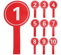 GALPADA Tableros de Puntuación Numérica Portátiles 10 Piezas, Paletas de Cartón Rojo 12x24 Cm Números 1-10 Impresos, Marcador Borrable para Subastas, Votaciones y Competencias Escolares