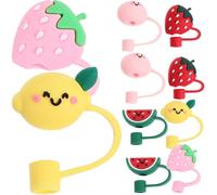 GALPADA Tapas Reutilizables Forma de Frutas Decorativas 10 Piezas para Pajitas de Silicona Ligeras Uso Diario y Shower