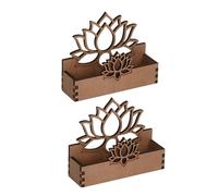 GALPADA Tarjetero de Madera Pequeño con Diseño de Flor de Loto Expositor de Tarjetas de Visita y Porta Postales de Sobremesa para Oficina Organizador Decorativo Resistente y Pulido