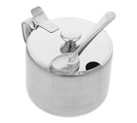 GALPADA Tarro de Condimentos Tamaño Compacto de Acero Inoxidable con Tapa y Cuchara, Salero y Azucarero y Diseño con Asa para Cocina Doméstica para Uso en Restaurantes