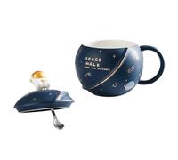 GALPADA Taza de Cerámica Astronauta de 400 Ml Azul Oscuro Taza para Beber Café y Leche Casa Diseño Único de Planeta para Uso Diario y Obsequio Especial
