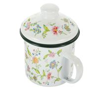GALPADA Taza Esmaltada de 500 Ml Tapa, Diseño Retro Vintage, Resistente y Apta para Café, Té y Jugos, Accesorio Funcional Hogar y Oficina, Taza de Café Grande y Multifuncional para Uso