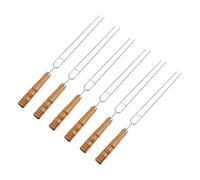GALPADA Tenedores para Asar Barbacoa 6 Piezas de Acero Inoxidable con Mango de Madera, Brochetas Dobles Reutilizables para Picnic, Camping y Cocina al Aire Libre