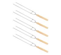 GALPADA Tenedores para Barbacoa de Acero Inoxidable Forma U Mango de Madera, Set de 5 Piezas para Alitas de Pollo y Carne Parrilla, Herramientas Prácticas para Parrilla al Aire Libre