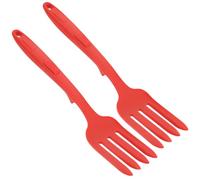 GALPADA Tenedores para Pasta de Silicona Rojos, 2 Piezas, Ergonómicos y Cómodos para Mezclar Ensaladas y Servir Cocina