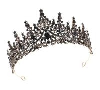 GALPADA Tiara Barroca Negra Gemas de Imitación para Boda, Diadema de Novia Vintage Elegante para Mujer, Accesorio para Fiesta, Cumpleaños y Sesiones de Fotos
