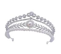 GALPADA Tiara de Aleación de Zinc con Perlas E Imitación de Gemas para Boda, Corona de Diseño Elegante y Resistente para Mujer en Celebración Nupcial