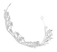 GALPADA Tocado de Boda Delicado Cristales y Perlas en Diseño de Estrella, Diadema Plateada para Novia, Accesorio para Fiesta y Ceremonia, Tiara Elegante para Mujer