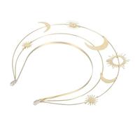 GALPADA Tocado Dorado para Mujer Estrellas y Luna Diadema Medieval Artesanal de 3 Capas Accesorio Ligero para Fiesta Cumpleaños y Disfraz de Princesa Cosplay