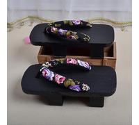 GALPADA Zuecos Japoneses de Verano Unisex Sandalias de Plataforma de Madera Negra Talla 40 38-39 Eu Chanclas Casuales sin Cordones Pantuflas Cómodas para Paseo y Uso Diario