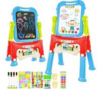GalPat Baby Caballete para niños - Pizara niños magnética doble cara - Altura 91 cm - Contiene tizas, rotuladores, letras magnéticas, números magnéticos, imanes - Ideal Aprendizaje (ROJO)