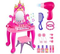 GalPat Baby Tocador Infantil para Niñas con Espejo, Luces y Música - Incluye Taburete, Secador, Varita Mágica y Más de 15 Accesorios - Tocador de Juguete Princesa 3+ Años (Rosa 2)